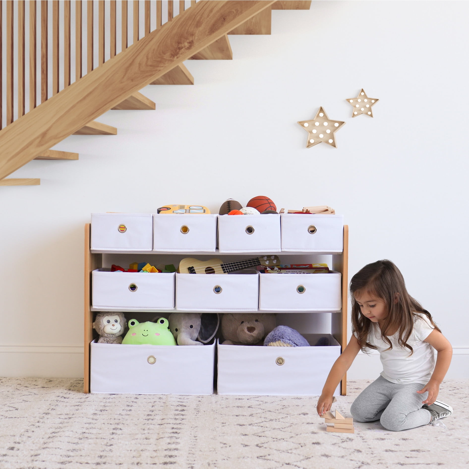 Humble Crew Kids Toy Storage Organizer with 9 Collapsible Fabric Storage Bins