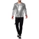 thumbnail image 2 of INSPIRE CHIC Camisetas de Hombre de Cuello Redondo de Manga Larga Brillante Top M Plata, 2 of 7