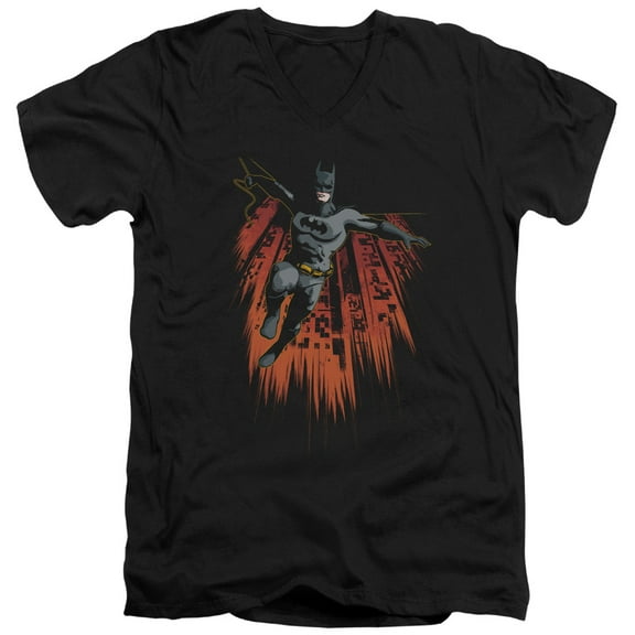 Batman Majestic S/S Adult V-Neck T-Shirt 30/1 T-Shirt Black