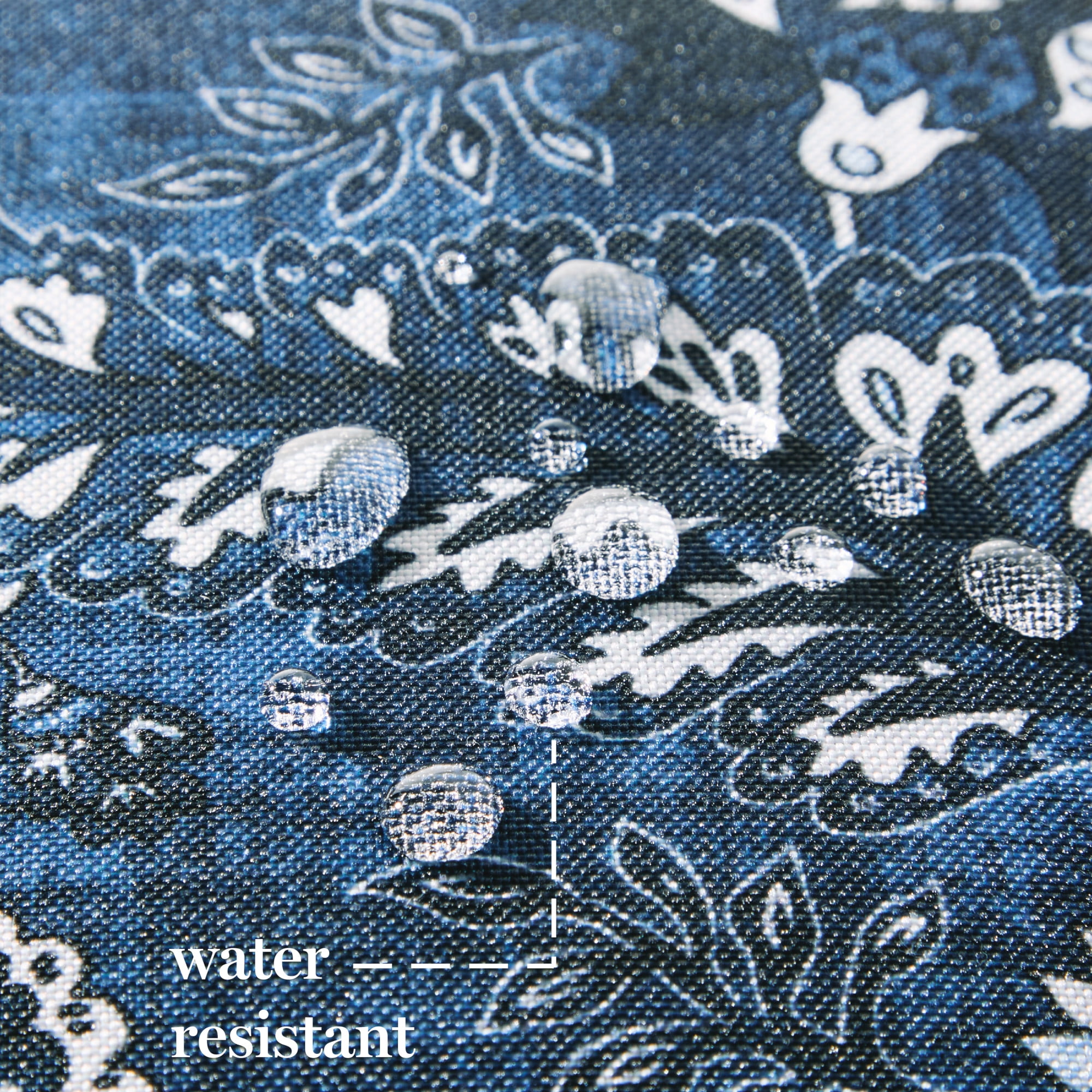 MARTHA STEWART Distressed Jacobean Indoor Outdoor Decorative Lumbar Pillow 2-Pack Set, UV Fade Resistant, Water Repellent, Printed Floral Design, Navy Blue, 11"x18"