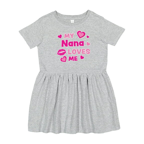 Inktastic Valentine's Day My Nana Loves Me Hearts and Lips Girls Toddler Dress