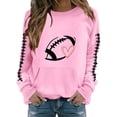 thumbnail image 3 of Sorvello Women's Football Graphic Sweatshirt Game Day Pullover Soft Breathable Cozy Long Raglan Sleeve Streetwear Fall Casual Athletic Top for Women Pink L, 3 of 7