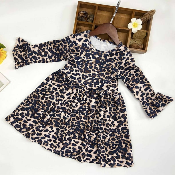 Conjunto De 2 Piezas Para Niña – Top De Manga Larga + Falda De Leopardo – Ideal Para Otoño/primavera – Tallas 1 A 6 Años