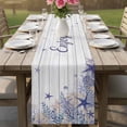 thumbnail image 4 of Purple Starfish Coastal Table Runner 90 Inches, Nautical Coral Ocean Wooden Bed Runner Dresser Scarves Tabletop for Indoor Outdoor Parties/Ceremony/Banquet, 13" x 90", 4 of 9
