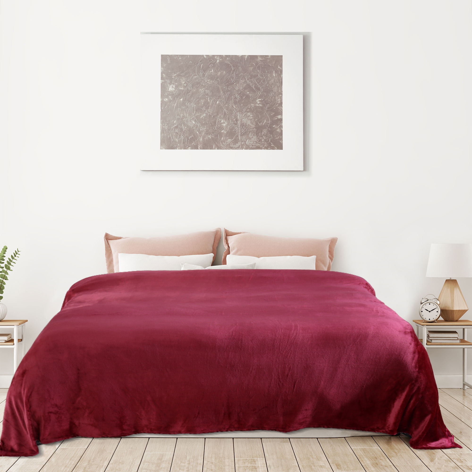 Burgundy Twin uxcell Flannel Fleece Blanket Soft Lightweight Plush Microfiber Bed or Couch Blanket 