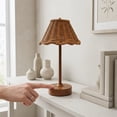 thumbnail image 5 of HAHUT Rattan Table Lamp, LED Rechargeable Cordless Boho Woven Desk Lamp with 3 Color Temperature Touch Control Dimmable for Living Room Bedroom Wedding Decor (Brown), 5 of 8