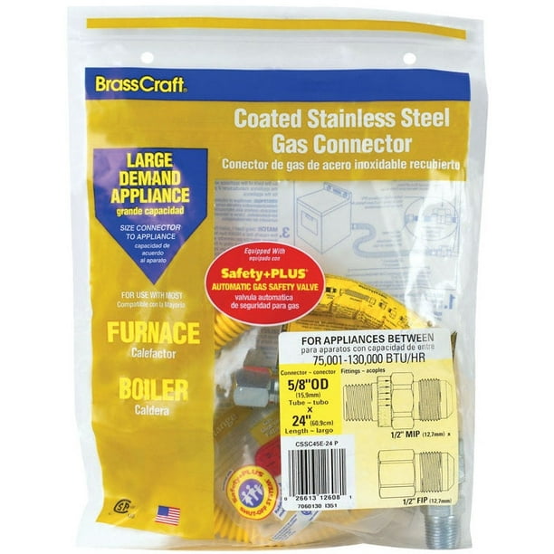 BrassCraft BrassCraft CSSC45R24 P Safety+ Gas Connector, 1/2" x 3/4" x