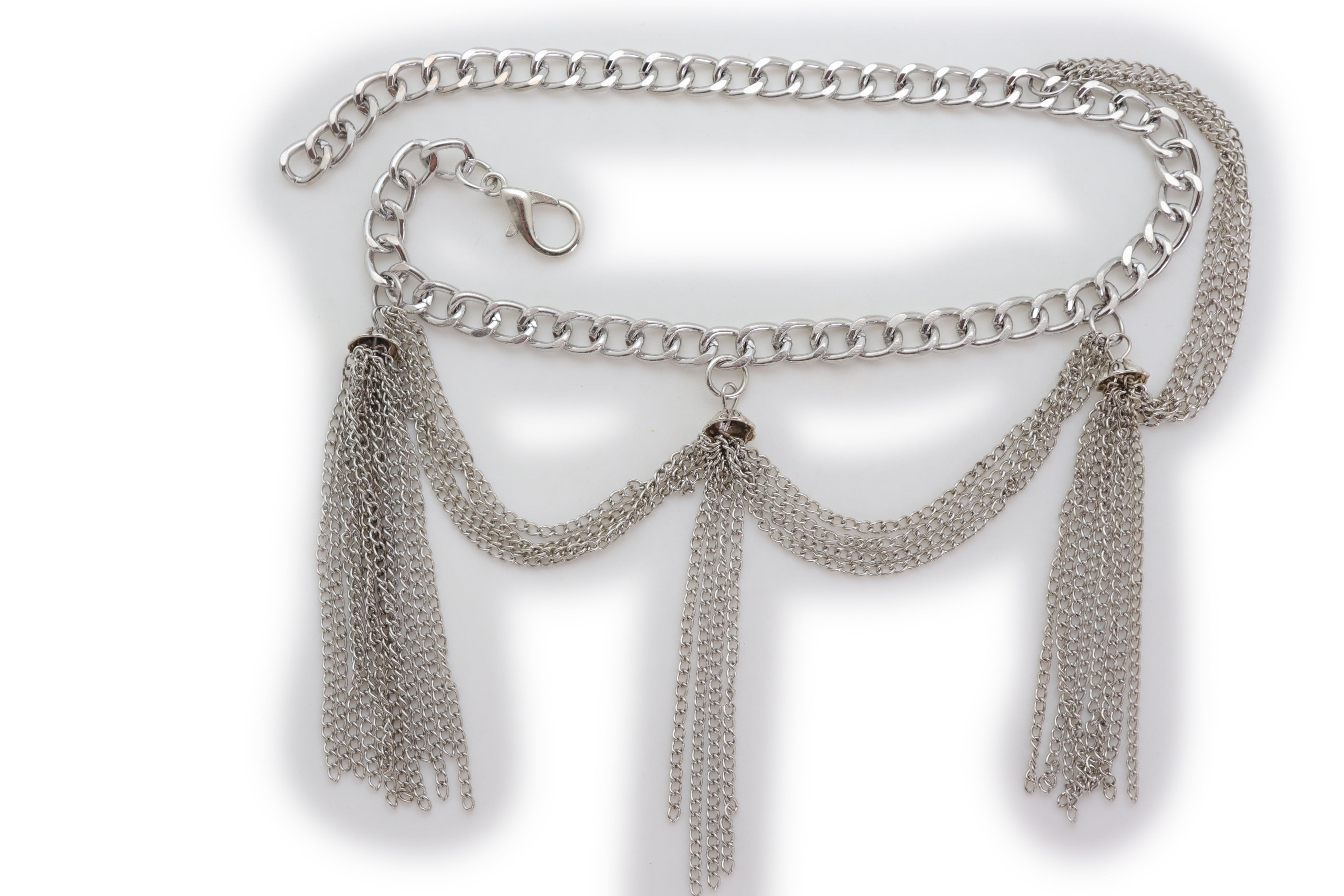 Women Silver Metal Chain Boot Bracelet Shoe Tassel Fringe Charm
