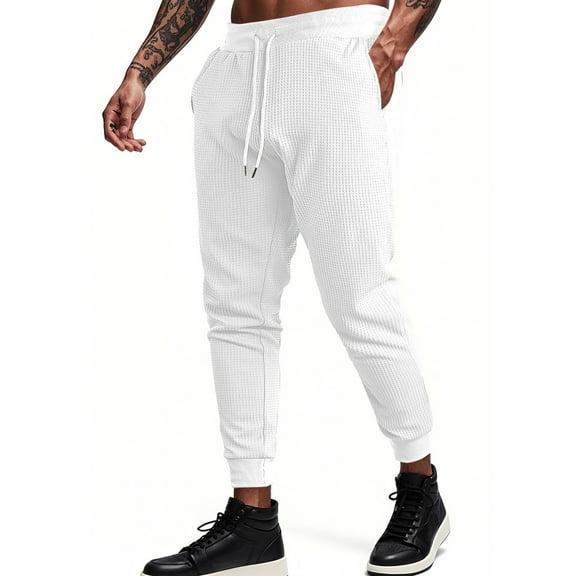 hotojiny Mens Sweatpant Fall Fashion Knit Long Pants Lightweight Slim Fit Athletic Workout Joggers with Pockets S-3Xl