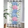 thumbnail image 4 of Sheer Curtains 108 Inches Long, Blue Pink Hydrangea Semi Sheer Curtains Light Filtering Window Treatment, Eucalyptus Leaves Summer Botanical Plaid Privacy Voile Drapes for Living Room 52x108 Inch, 4 of 7