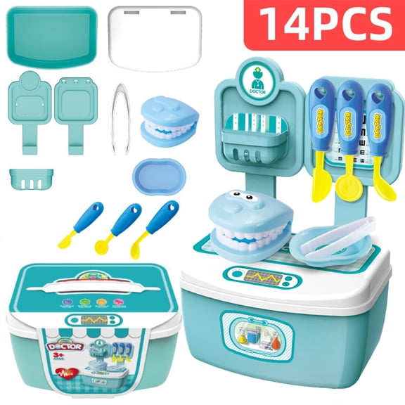 Kids Dentist Doctor Pretend Play Set, Toddler Dental Medical Kit with Teeth Model Stethoscope Dental Tools, Educational Imaginative Role Play Toy, Birthday Gift for Boys Girls Ages 3 4 5 6 Years Old