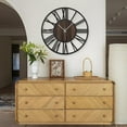 thumbnail image 6 of Large Wall Clocks,Silent,Non Ticking,Battery Operated Big Retro Round Modern Wood Wall Clock for Living Room, Bedroom,Dinning Room,Farmhouse,Office,Home Decor-20 Inch(Black-Roman Numerals), 6 of 17