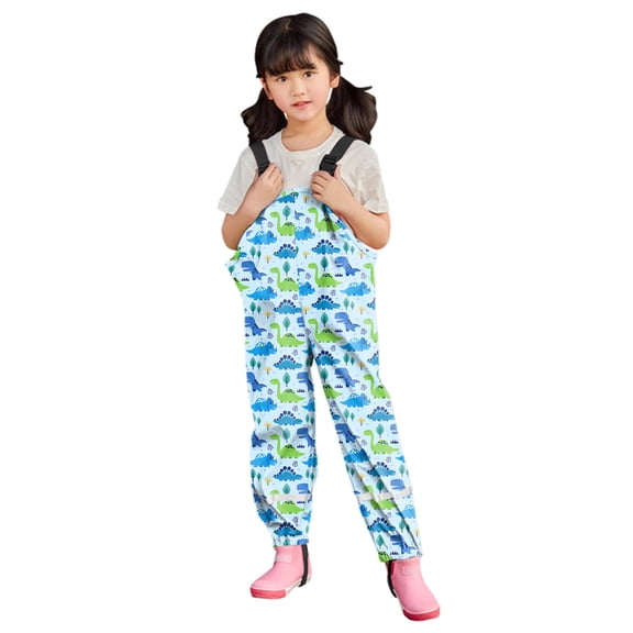 EnJoCho Toddlers 𝖶aterproof Rain Pants Lightweight Mud Proof Bib Overalls Suspender Rainwear Reflective for Kids Fishing Outdoor Gear All Weather Protection