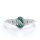 thumbnail image 1 of Anillo de Compromiso JeenMata 6 Puntas Filigrana Milgrain Ovalada 1,10 Ct Marquesa Racimo Moissanita Ágata Verde Musgo Natural Baño Oro Blanco 18K sobre Plata, 1 of 6