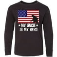 thumbnail image 3 of Inktastic Military Uncle is My Hero Us Flag Long Sleeve Youth T-Shirt, 3 of 5