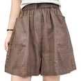 thumbnail image 3 of Sentmoon Workout Shorts for Women High Waist Gym Shorts Women Stretchy Solid Color Loose Plus Size Shorts with Pockets Stylish for Camping and Hiking Beach Essentials for Women M-4XL, 3 of 9