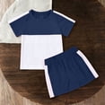 thumbnail image 4 of Zynoxe Girls Athletic Sets Outdoor Color Block Round Neck Short Sleeve and Elastic Waist Skirt Summer Outfits Soft Lightweight Sports Two Piece Sets Navy 0 Years, 4 of 9