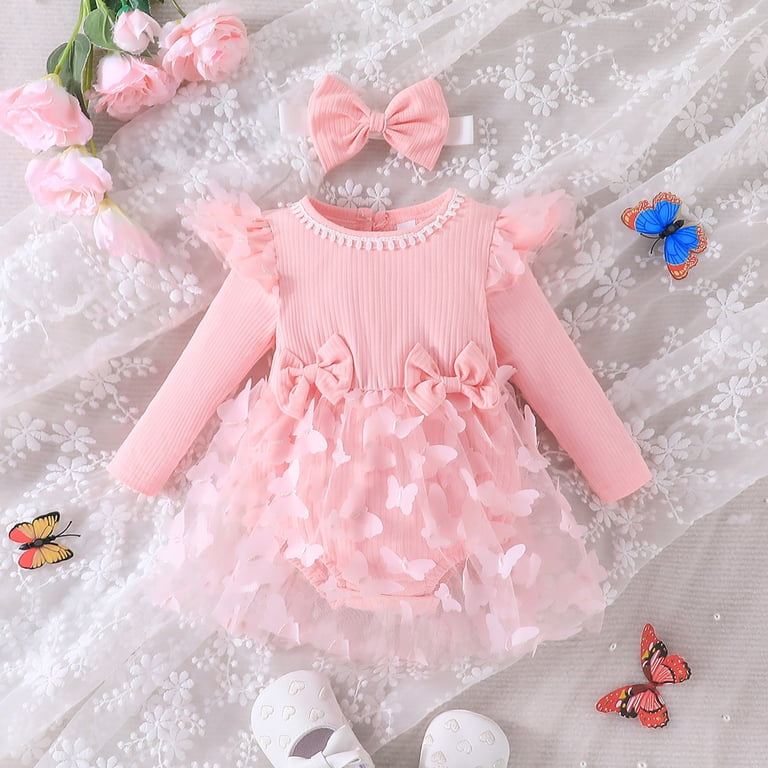 Dress Cute Pattern Embroider Girls Tutu Dress Romper Long Sleeve