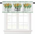 thumbnail image 2 of Kitchen Curtains Valances for Small Windows, Summer Floral Green Short Curtain Valance for Living Room, Flower Sunflower Rod Pocket Blinds Window Printed Drapes 1 Panel 54x18 Inch, 2 of 6