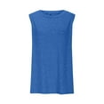 thumbnail image 4 of Plus Size Tank Tops for Women Sleeveless Round Neck Solid Color Shirt Casual Tank Blue XXXL, 4 of 6