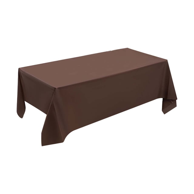 Disposable Plastic Tablecloth, Premium Rectangular Table Cover for Parties, Wedding, Bbq,Wrinkle and Spill Proof (1Pcs) Coffee