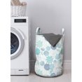 thumbnail image 3 of Botanical Laundry Bag, Repetitive Feather Mollusk Shell Succulent Print on Plain Backdrop, Basket with Handles Drawstring Closure for Laundromats, 13" x 19", White Seafoam Ceil Blue, by Ambesonne, 3 of 4