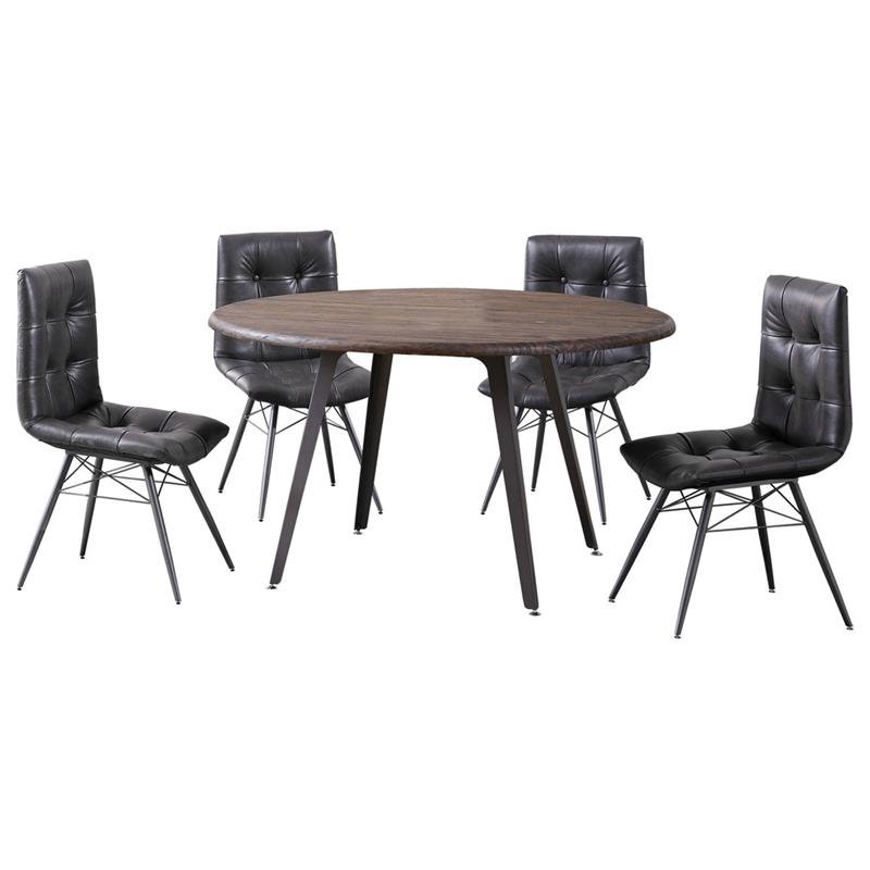 Best Master Denver 5Piece Faux Leather Round Set in Antique