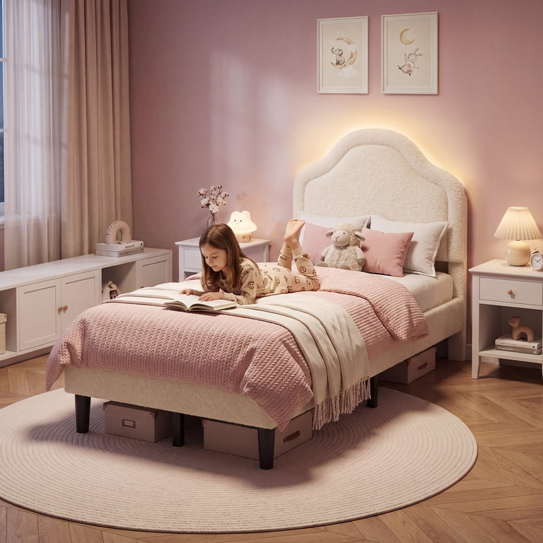 Patbrela Twin Bed, Cloud Headboard with LED Light photo 5