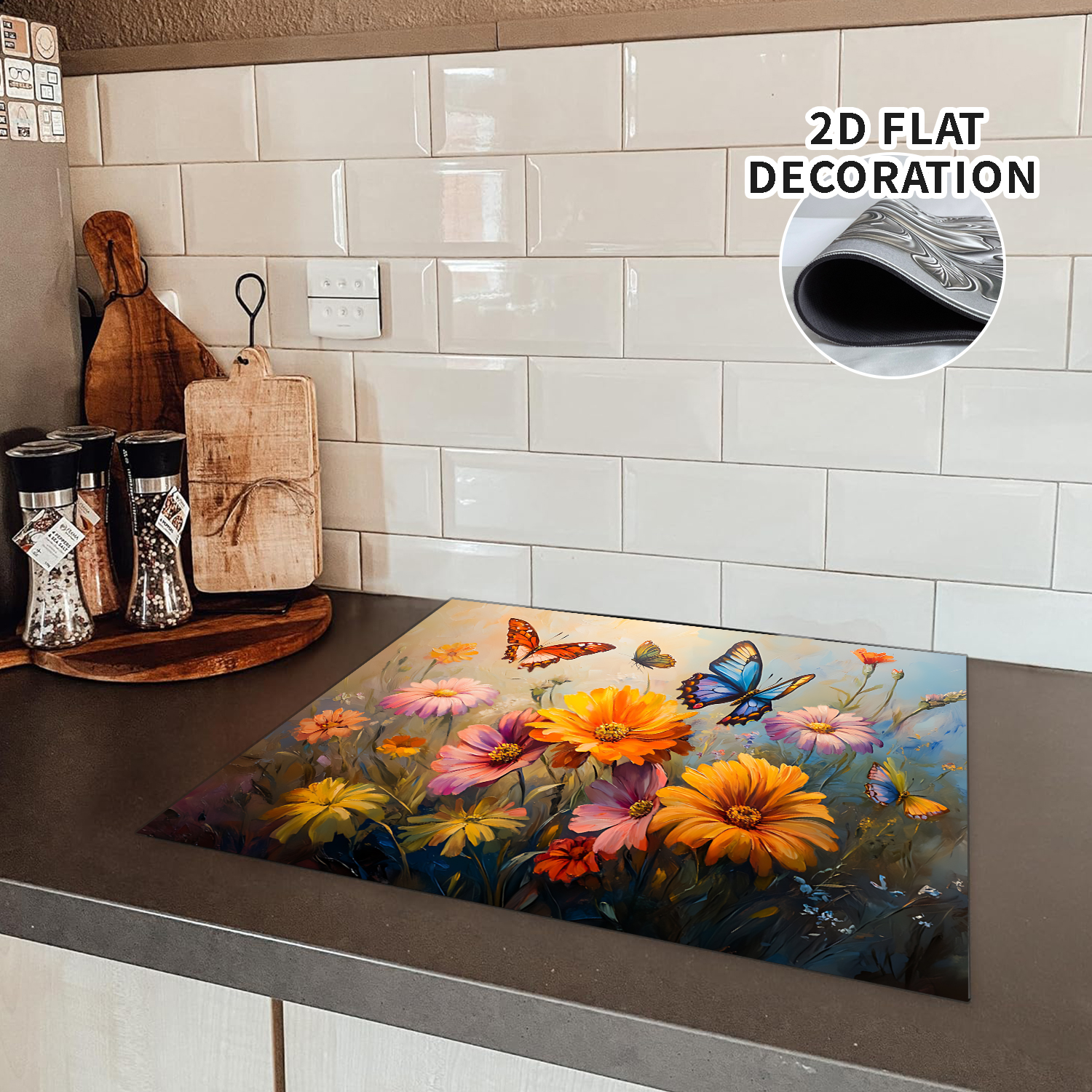 Stove Top Cover Retro Flower Gas Stove Top Cover for Home Decoration Kitchen Pad Non-Stick Washable Cooktop Covers Countertop Protector Keep Stove Clean 28"x20"