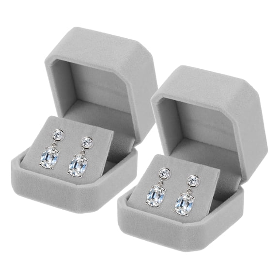 Uxcell 2Pcs Velvet Earring Box, Classic Stud Earring Gift Boxes Elegant Jewelry Display Case for Proposal Engagement Wedding Birthday, Gray