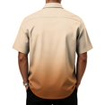thumbnail image 6 of Gradient Print Casual Shirt for Men Short Sleeve Button Up Pocket Tee Summer Beach Lightweight Breathable Loose Fit Top Vacation Travel Out Activities Comfortable Cool Mens Light Brown 5XL, 6 of 6