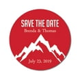 thumbnail image 1 of Darling Souvenir Round 45 Pcs Snowy Mountain Save The Date Stickers Personalized Bride Groom Names And Date Envelope Seals - Red, 1 of 4