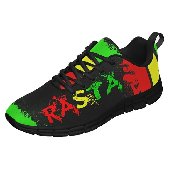 Rasta Shoes Men Women Reggae Sneakers Breathable Casual Sport Tennis Running Shoes Black Size 3.5