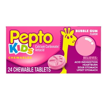 Pepto Kids Ant Chewable s for Upset Stomach , Over-the-Counter Medicine, 24 Ct