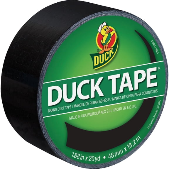 Duck Duck-1265013RL Duct Tape - Black, Heavy Duty, Water Resistant, Vinyl, Indoor/Outdoor Use