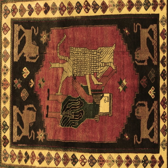 Ahgly Company Indoor Square Animal Brown Traditional Area Rugs, 3' Square