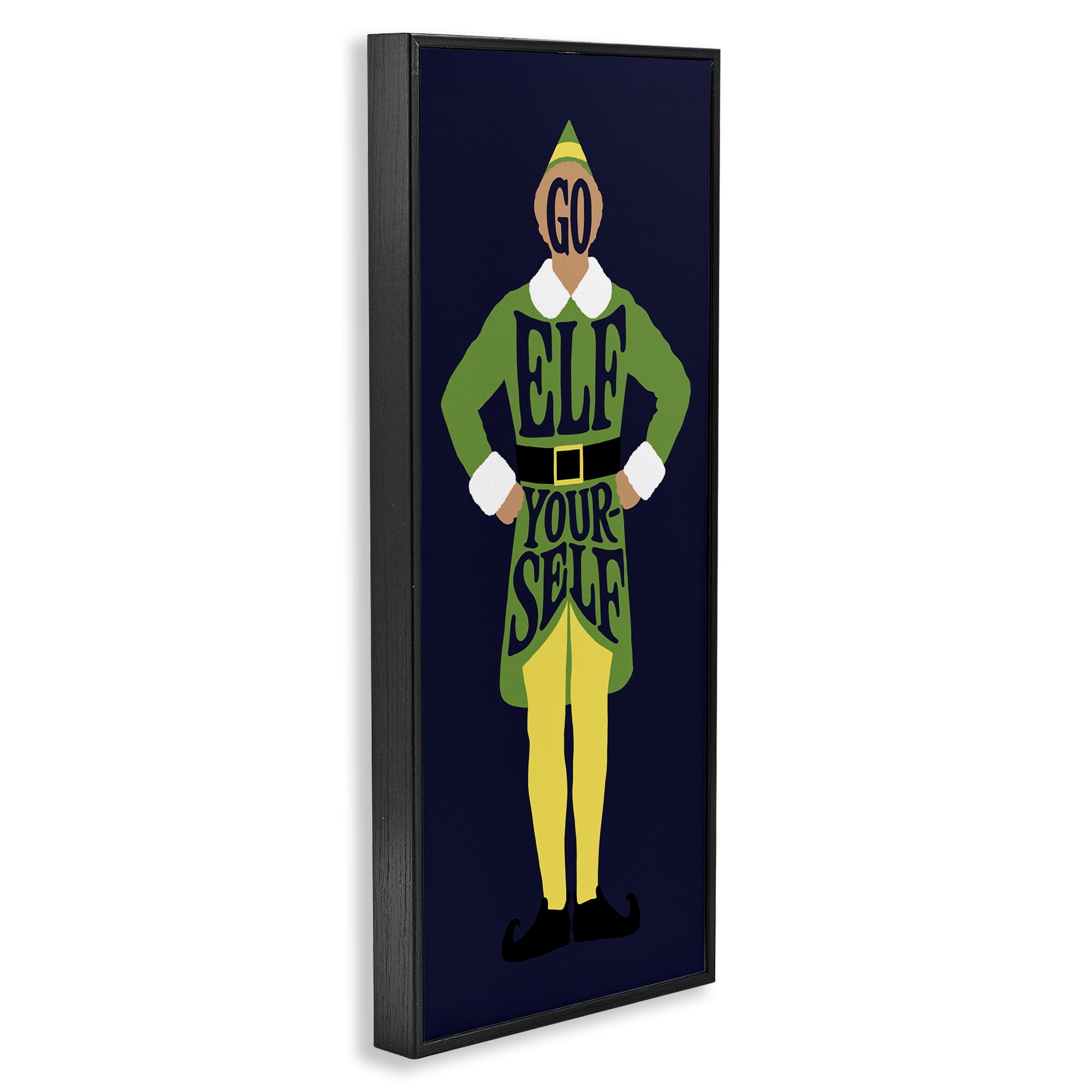 Stupell Industries Sassy Go Elf Yourself Holiday Painting Black Framed Art Prints Wall Art, 10 x 24