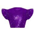 thumbnail image 6 of iiniim Girls Sparkle Sequin Dance Shirt Ruffle Sleeveless Crop Top For Jazz Hip-hop Stage Performance Purple 8, 6 of 7