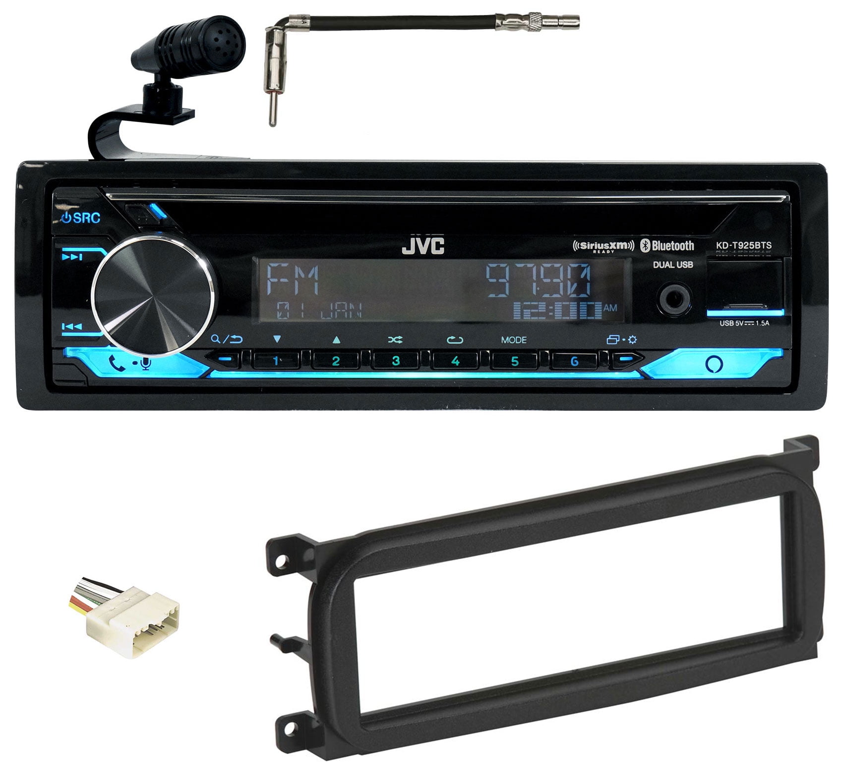 JVC KD X480BHS Bluetooth Stereo HD Radio XM Ready Fits 03 06 JEEP WRANGLER TJ Walmart