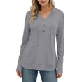 thumbnail image 4 of ClodeEU Women's UPF Sun Protection Hoodie Quick Dry Athletic Shirt for Fitness ,Long Sleeve Henley Sports Blouse Gray,Womens Plus L, 4 of 7