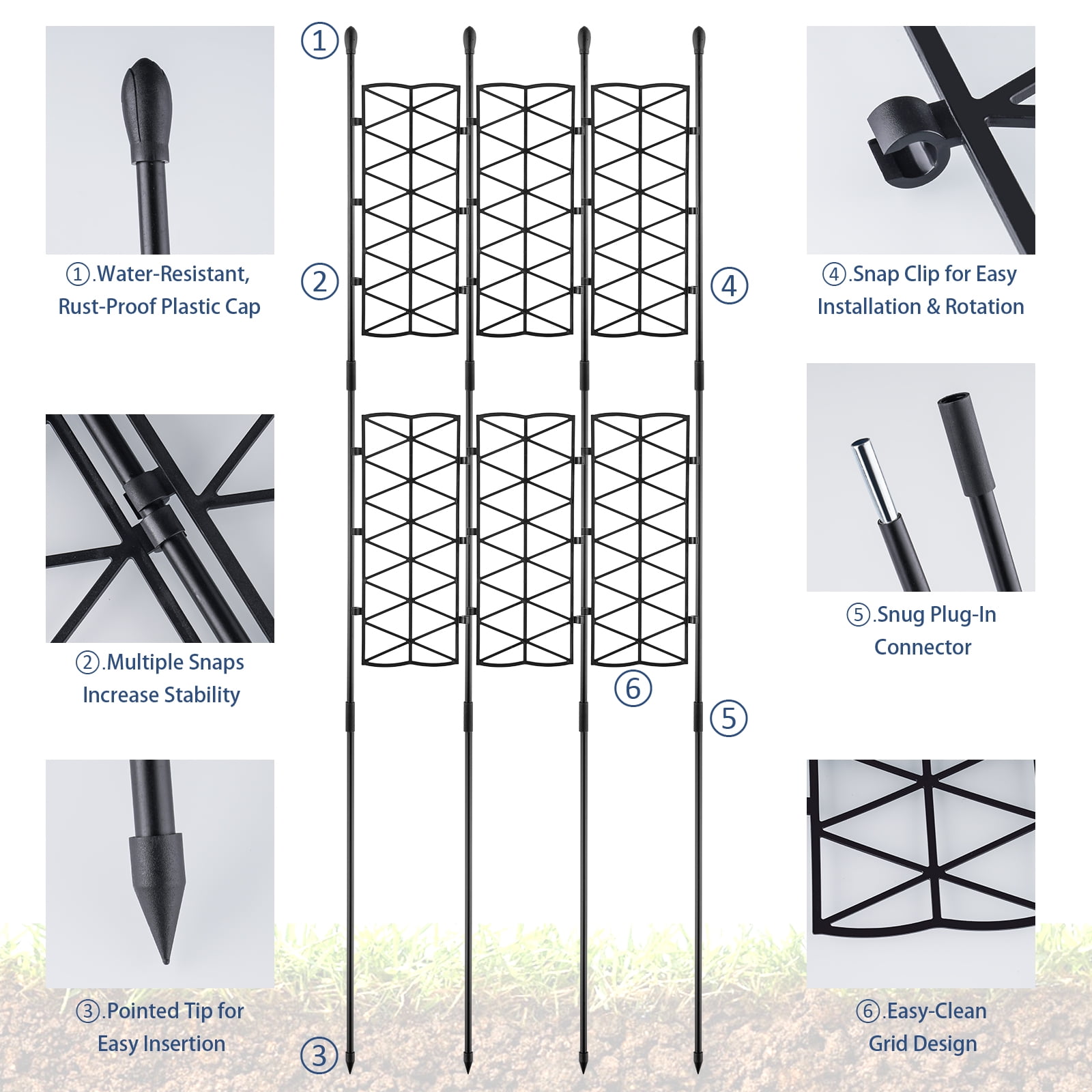 NiHome 12-Pack 50 Inches Garden Trellis for Climbing Plants Outdoor, Plant Support Trellis Cage for Clematis, Roses, Jasmine and Vines Such as Tomatoes, Grapes, Cucumbers and Blackberries