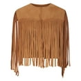 thumbnail image 5 of Oplxuo Women's Tassel Fringe Vest Sleeveless Suede Open Front Cardigan 70s Hippie Western Jacket, 5 of 6