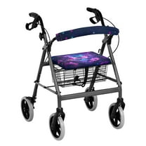 COEQINE Purple Butterfly Flower Rollator Walker Seat & Back Cover Rollator Stretchable Material Walker Accessories Seat Cushion with Elastic Edge Walker Seat Covers for Women