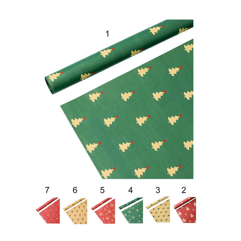 Christmas Kraft Paper Gift Wrapping Paper Wrap Box Snowflake Tree Desin  Packing