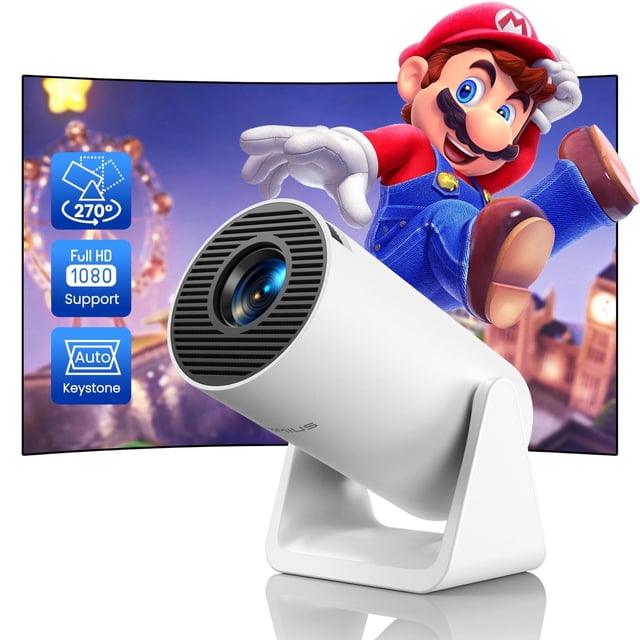 Mini Proyector WiMiUS Ajustable Blanco con WiFi y Bluetooth para Exteriores 1080P