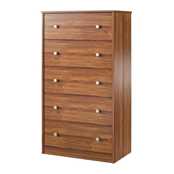 Ameriwood Home Ellwyn Tall 5 Drawer Dresser in Brown Oak Walmart
