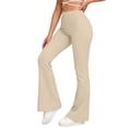 thumbnail image 2 of HongQid Women's High Waist Flare Pants – Yoga Casual Stretch Bell Bottom Trousers, Slim Fit Retro 70s Style Pants for All Seasons,Beige XL, 2 of 9