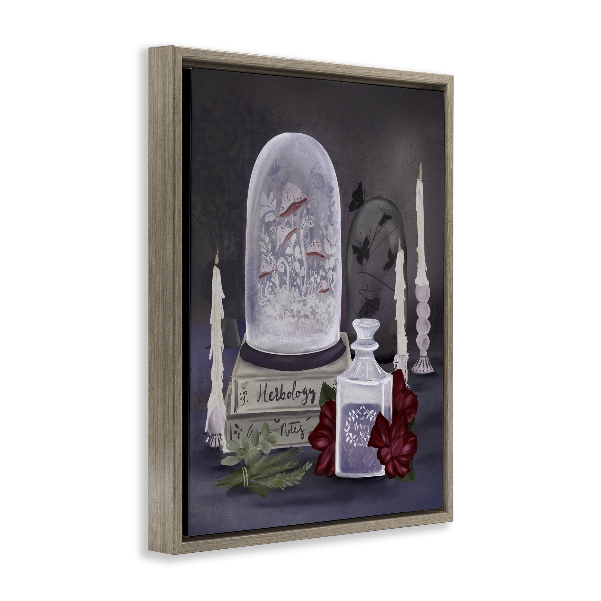 Stupell Industries Spooky Apothecary Vibes Brown Framed Floater Canvas Wall Art, design by Adreane Fippinger