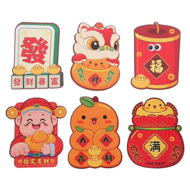 6pcs sobres elegantes por dinero 2025 Año de la serpiente lindo dibujos animados 3d rojas bolsillo para el año nuevo chino decoraciones de año nuevo lunar
