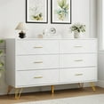 thumbnail image 6 of YouTrend 6 Drawer White Dresser,Double Dresser Adult Storage Cabinet with W Pattern for Living Room Bedroom Hallway, 6 of 10
